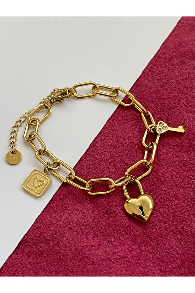 Rupen Kraft 316 L Gold Model Stylish Curved Heart Bracelet Steel Lucky Bracelet Heart Bracelet