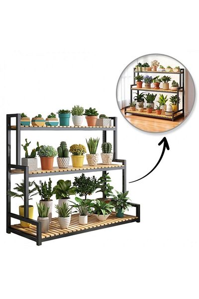JollyMag Flower pot and plant stand, modern shelf, brown, JollyMag, SZ47CZ, 120x40x95 cm