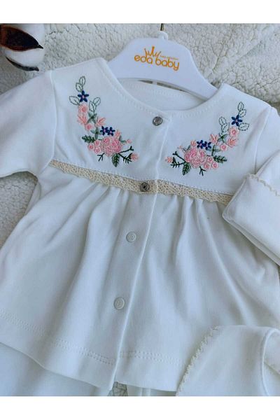 Bilge Trend New Born Baby Girl Bahardali Embroidered Hospital Outlet Zibin Set