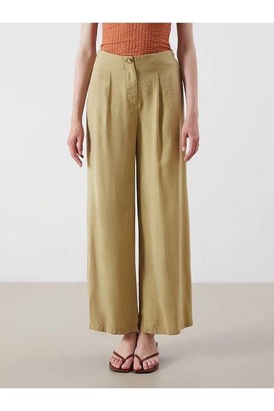 LC Waikiki Xside Green Modal Blend Pleated Women's Pants