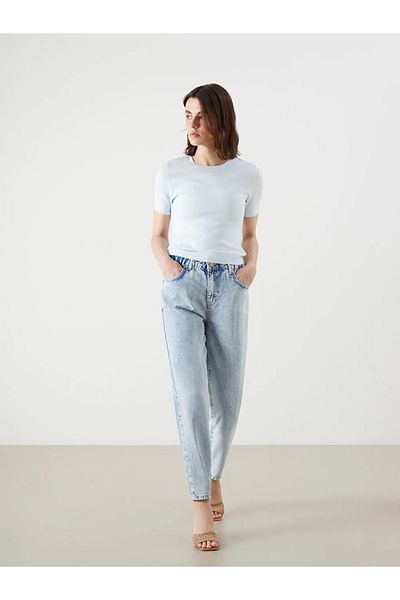 LC Waikiki Lcw Jeans Indigo Elastic Waist Slouchy Fit Women's Jean Trousers
