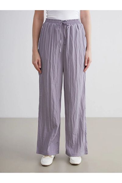 LC Waikiki Lcwaikiki classic women's wide leg pants with elastic waistband in gray