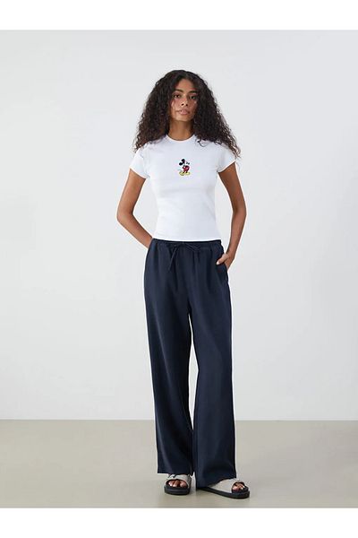 LC Waikiki Xside Navy Blue Women's Wide Leg Trousers with Elastic Waist