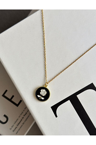 WhimsyWhite قلادة كلاسيكية من الفولاذ الوردي الأسود