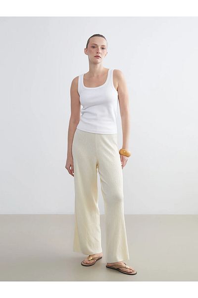 LC Waikiki Lcwaikiki Classic Sari Waist Elastic Textured Women's Knitwear Trousers
