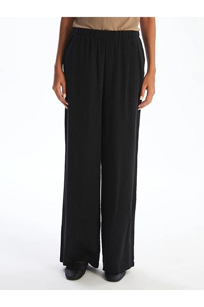 LC Waikiki XSIDE Black Women's Textured Pants with Elasticized Waist
