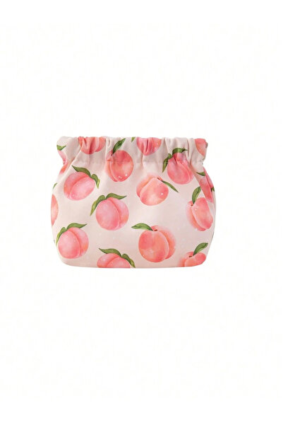 synshop حقيبة مستحضرات التجميل منقوشة على شكل خوخ، منظم، إغلاق مغناطيسي، مقاو...