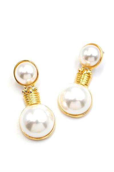 Royaleks Dangle Pearl Earrings - Gold