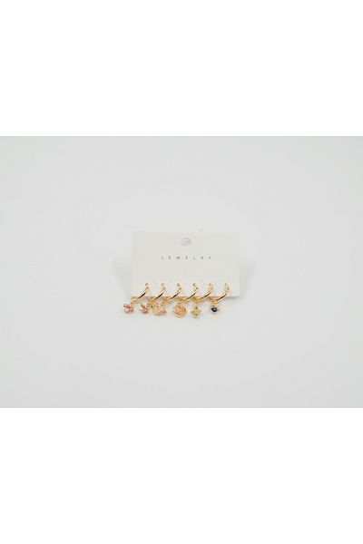 Sumen Butik Gold Color Dangle Steel Earring Set