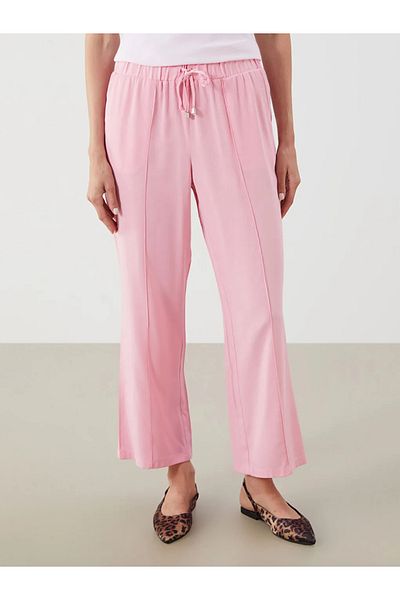 LC Waikiki Lcwaikiki Classic Pink Elastic Waist Wide Leg Women's Trousers