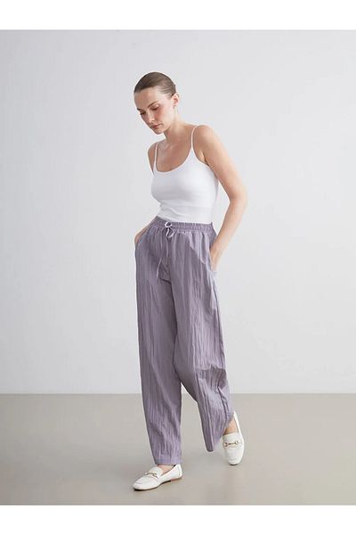 LC Waikiki Lcwaikiki classic women's wide leg pants with elastic waistband in gray