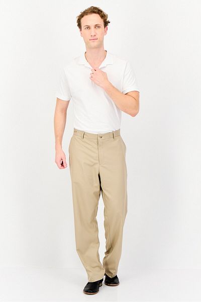 Greg Norman Men Regular Fit Plain Chino Pants, Beige