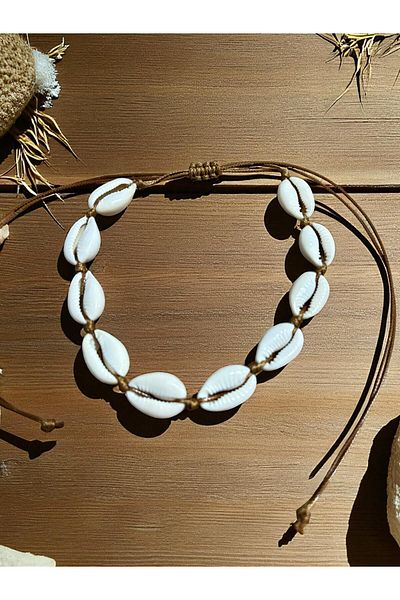 Major Butik Seashell String Knitted Tied Collar Necklace