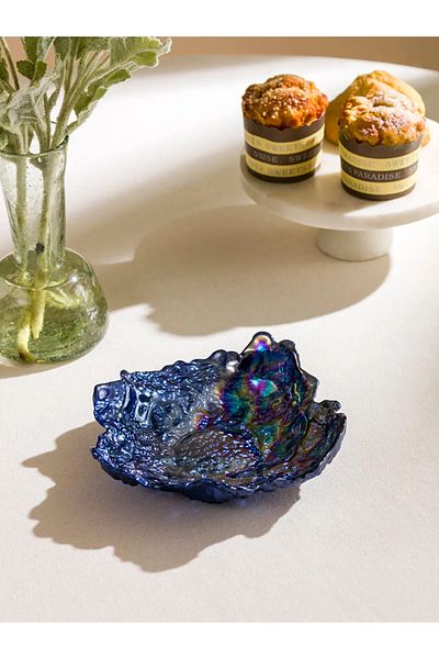 LC Waikiki Lcw Home Navy Blue Patterned Glass Snack Bowl 19 cm