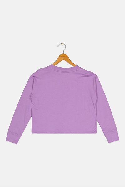 GAP Kids Girl Crew Neck Long Sleeve Graphic Print Tops, Purple