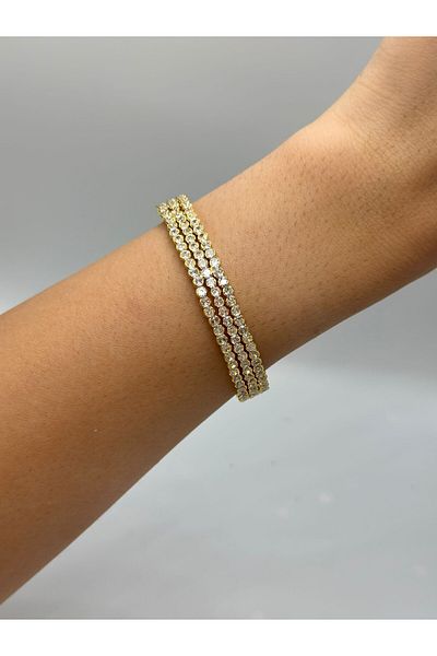 MyladyAccessoriess 3 Row Steel Handcuffs with Single Stone Detail