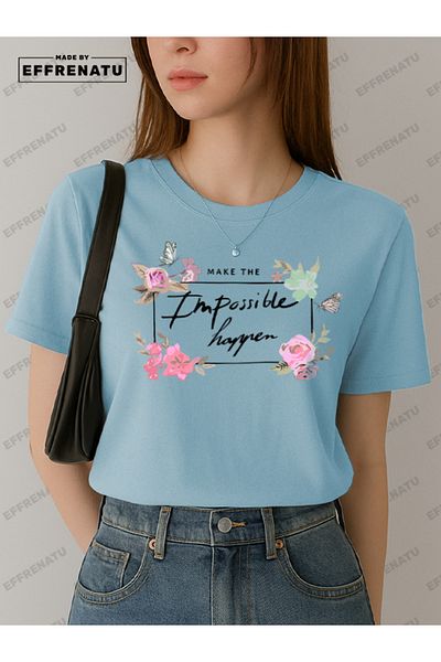 EFFRENATU Plus Size T-Shirt with Floral Print and Distinctive Colors for Women