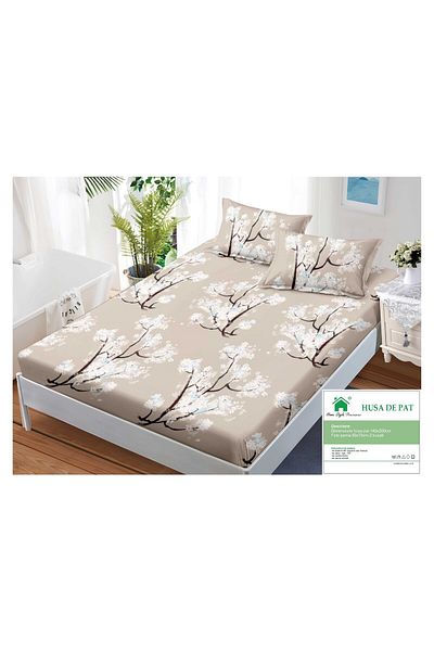 FIONNA.RO Duvet Cover with Elastic and Pillowcases 140x200cm - Flowering Twigs