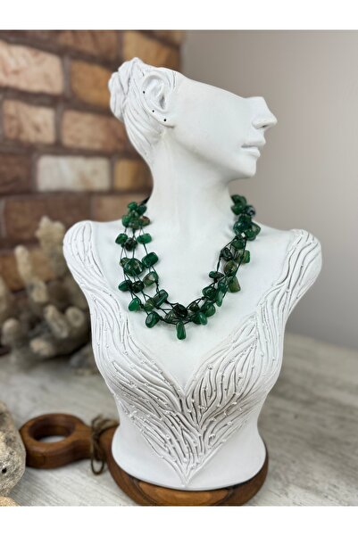 SEDEF TAKI Yeşil doğal taşlı kolye