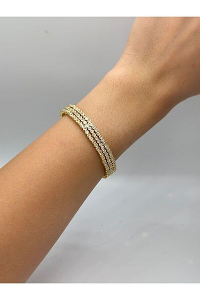 MyladyAccessoriess 3 Row Steel Handcuffs with Single Stone Detail