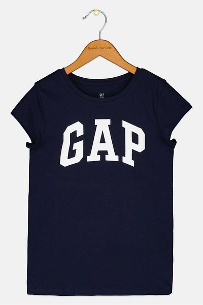 GAP Kids Girl Short Sleeve Brand Logo T-shirt, Navy