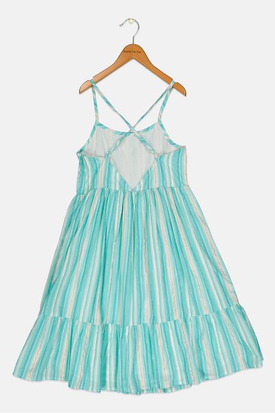 GAP Kids Girl Stripe Cross Back Dress, Turquoise