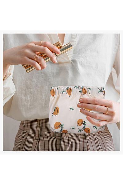 synshop Pad de machiaj cu model de caise Organizator de geanți de călătorie pentru cosmetice Închidere magnetică Impermeabil