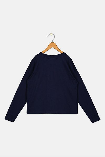 GAP Kids Girl Brand Logo Long Sleeves T-Shirt, Navy Blue