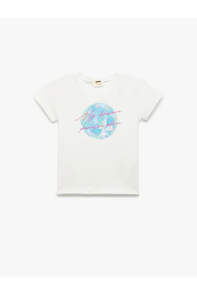 Koton New Season Cotton Short Sleeve Crew Neck Printed T-Shirt