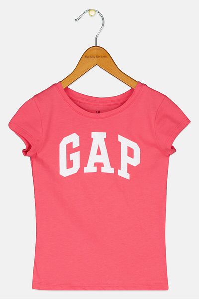 GAP Kids Girls Short Sleeves Brand Logo T-Shirts, Dark Pink