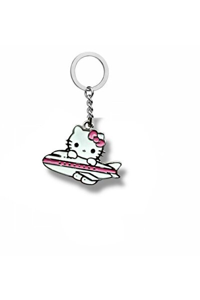 Herşey Nota Breloc Hello Kitty cu figurină de avion roz – Accesoriu metalic d...