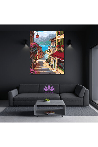 LİLYHOBBYLAND Sayılarla Boyama Hobi Seti Renkli Baskılı Kasnağa Gerili 40x50c...