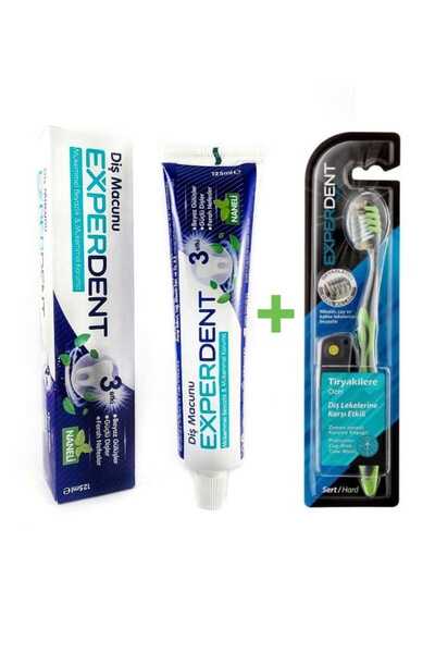 EXPERDENT Tiryakilere Özel sert Diş Fırçası+Beyazlatıcı Diş macunu