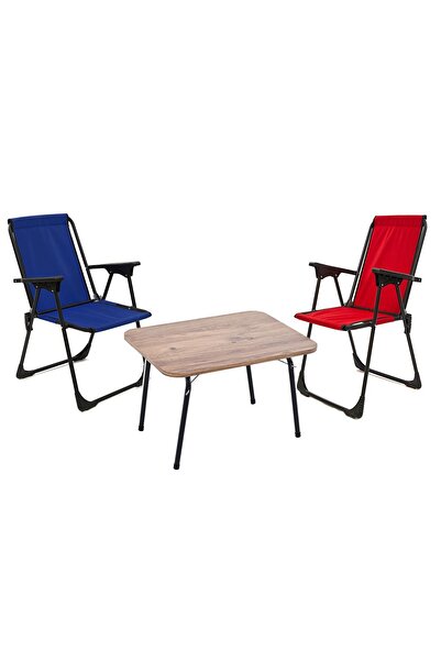 Exent 45x60 Katlanır Masa + 2 Adet Kamp Sandalyesi, Çift dikişli 120 kg kapas...