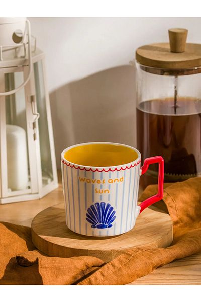 LC Waikiki Lcw Home Mixed Seashell Printed Porcelain Mug 320 ml