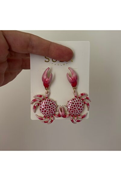 FASHİON JEWELRY Trendy Crab Earrings in Pink Design