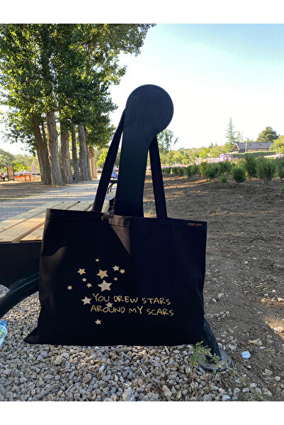 Boom town Desenli Bez Çanta - Sanatsal Gabardin Omuz Çantası - Kadın Alışveri...