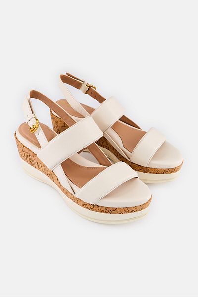 Cole Haan Women Aislin Wedge Medium Adjustable Buckle Sandals, White