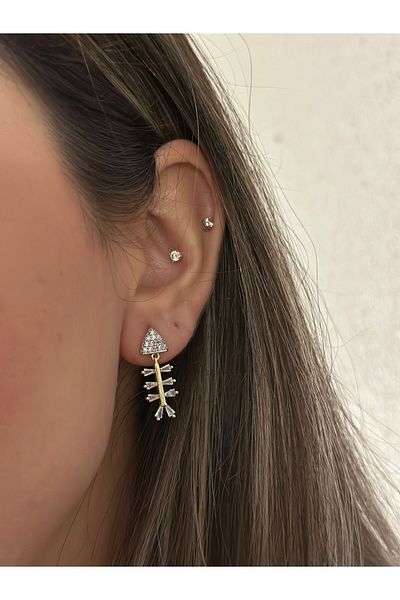 MyladyAccessoriess Zircon Stone Detail Steel Fish Earrings