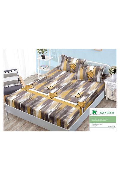 FIONNA.RO Duvet Cover With Elastic And Pillowcases 140x200cm - Abstract With Stars