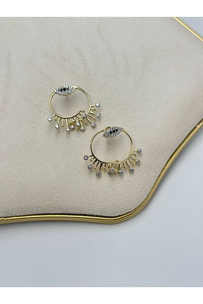 MyladyAccessoriess Steel Earrings with Eye and Zircon Stone Detail