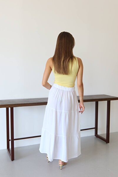 Welsoft Muslin Fabric Pleated Detailed Women's Skirt