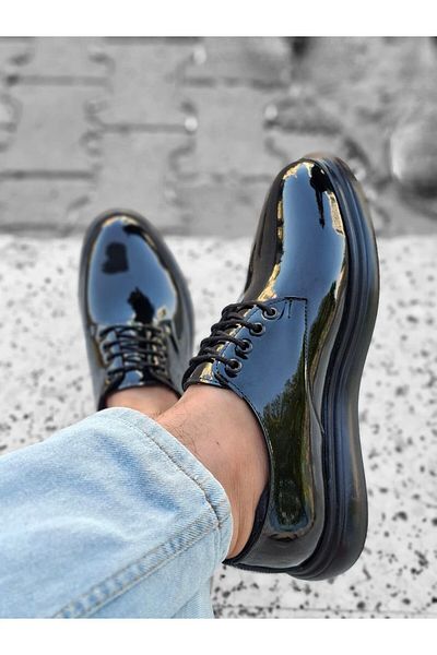 RONX Men's Lightweight Casual Lace-Up Sneakers Patent Leather