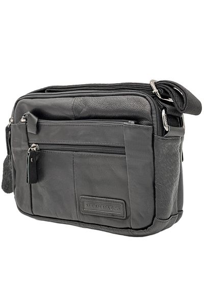 Micutz Ruff Ryder Men's Leather Shoulder Bag, Rectangular, Brown, 25x18x7 cm, Black Color