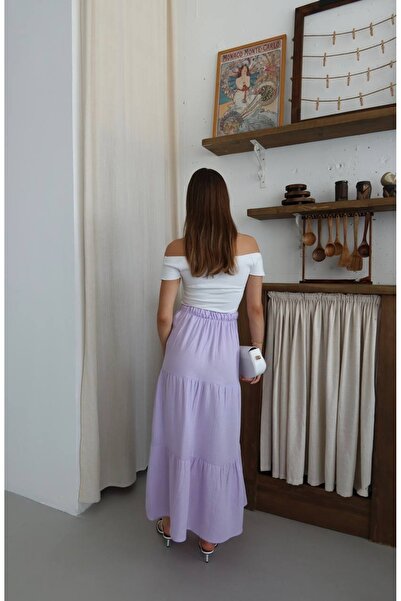 Welsoft Muslin Fabric Pleated Detailed Women's Skirt