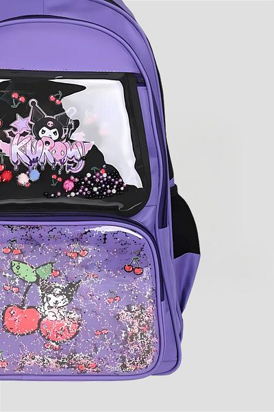 Catwins Rucsac pentru școală primară cu accesorii în stil coreean Kuromi