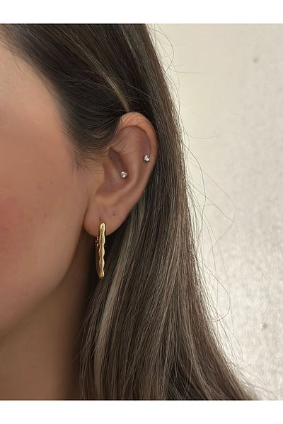 MyladyAccessoriess Wave Detailed Square Vintage Earrings (Steel)