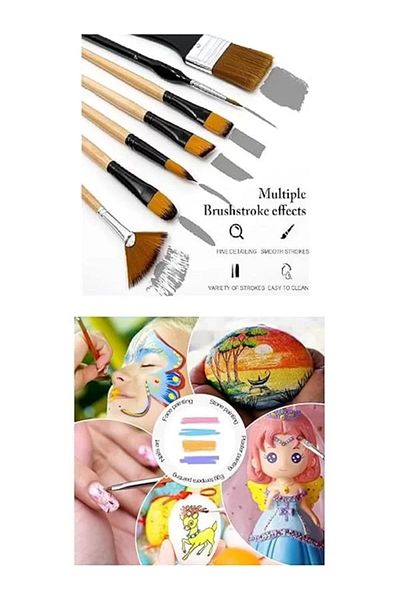 Mu Art Ahşap 32 Pieces Suitable for Gouache Acrylic Water and Oil Painting Brush Set with Different Brush Tips