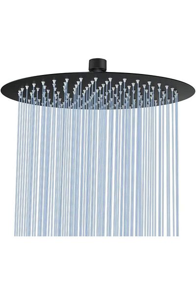 fitto 12-inch Matte Black Stainless Steel Rainfall Shower Head