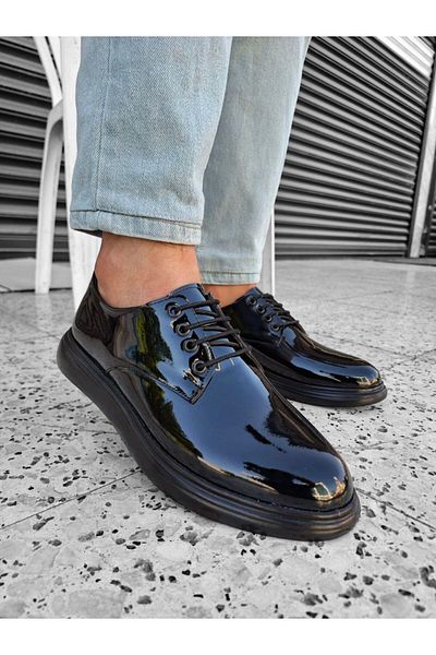 RONX Men's Lightweight Casual Lace-Up Sneakers Patent Leather
